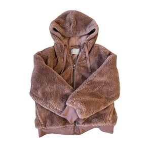 Athleta Ritual Faux Fur Mauve Hooded Jacket- Size L